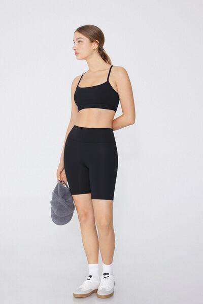 Black Sporty Bike Shorts, , large image number 1