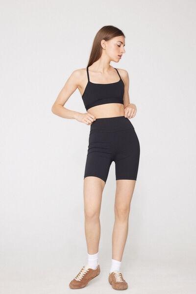 Black Sporty Bike Shorts, Black, large image number 5