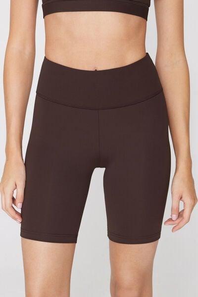 Brown High-Waisted Sport Cycling Shorts, 5701_495Z, medium