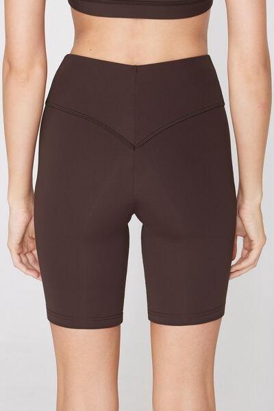 Brown High-Waisted Sport Cycling Shorts, 5701_495Z, large image number 2