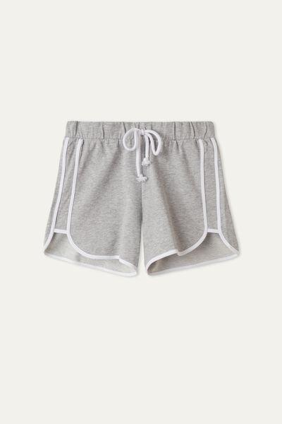 Green Piping Fleece Shorts, , large image number 4