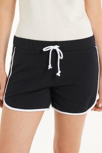 Black/White Fleece Shorts With Piping, Women, , large image number 0
