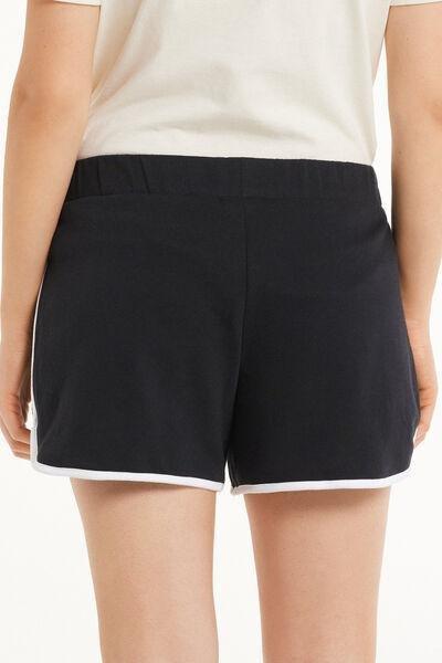 Black/White Fleece Shorts With Piping, Women, , large image number 2