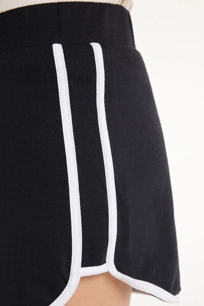 Black/White Fleece Shorts With Piping, Women, , large image number 3