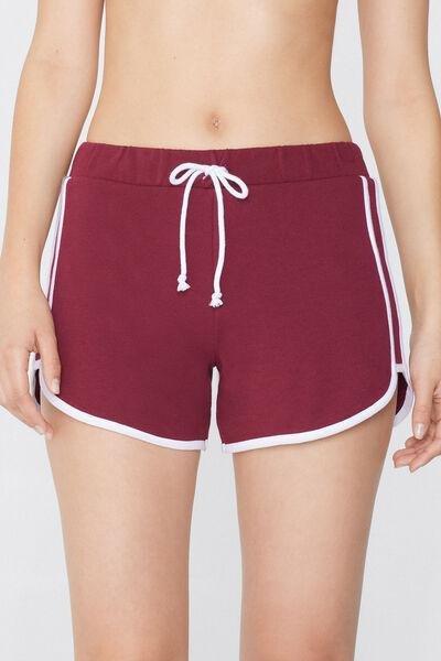 Burgundy Fleece Shorts, , large image number 0