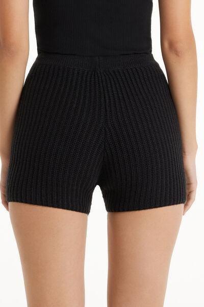 Black Fully-Fashioned Ribbed Cycling Shorts, , large image number 2