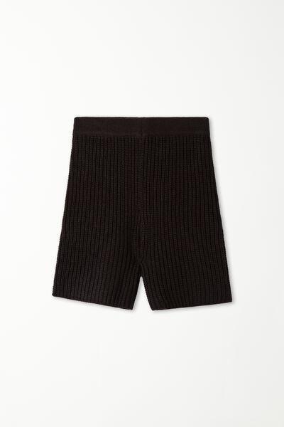 Black Fully-Fashioned Ribbed Cycling Shorts, , large image number 4