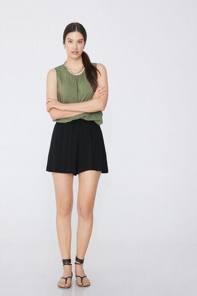 Black Elastic Waist Mini Skirt, Black, large image number 0