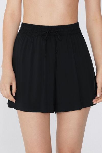 Black Elastic Waist Mini Skirt, Black, large image number 1