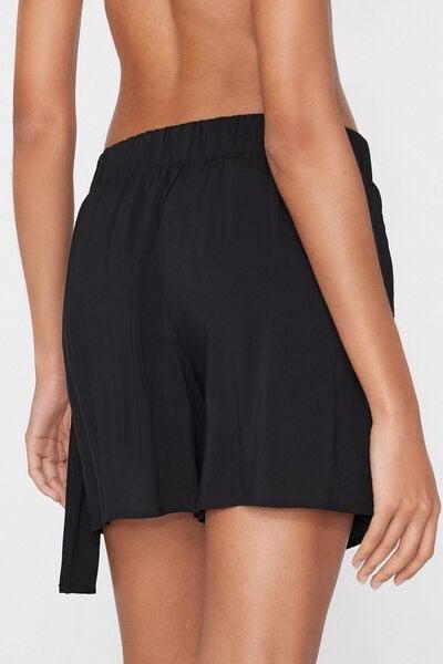 Black Viscose Canvas Skort, Black, large image number 2