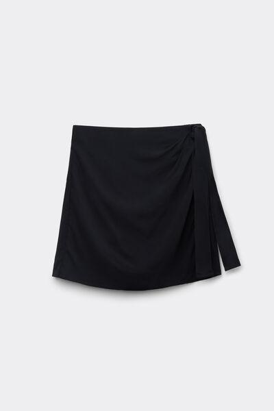 Black Viscose Canvas Skort, Black, large image number 4