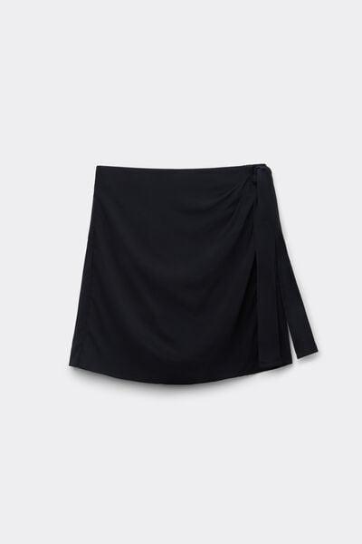 Black Viscose Canvas Skort, Black, large image number 4
