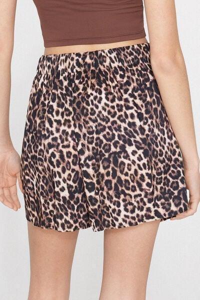 Brown Animal Print Viscose Canvas Skort, 5701_299Z, large image number 2