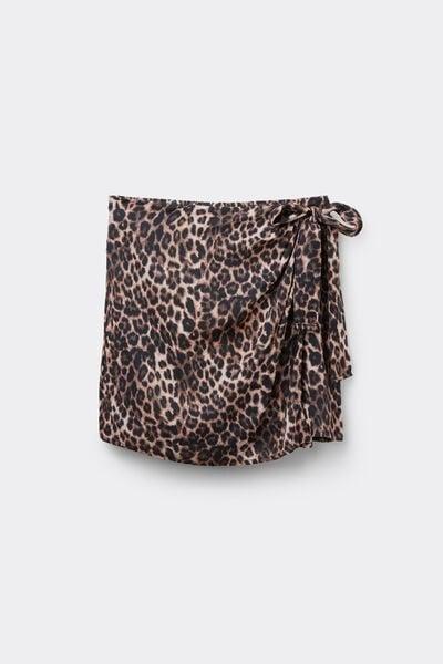 Brown Animal Print Viscose Canvas Skort, 5701_299Z, large image number 4
