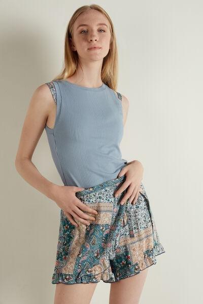 Multicolour Rouches Canvas Shorts, , large image number 1