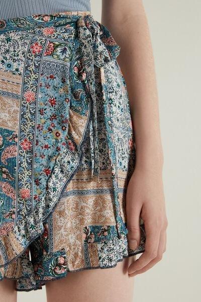 Multicolour Rouches Canvas Shorts, , large image number 3