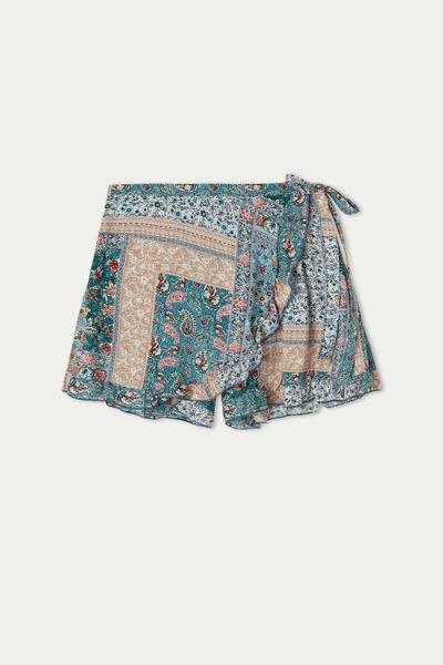 Multicolour Rouches Canvas Shorts, , large image number 4