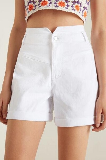 Tezenis - White Denim Shorts With V Detail