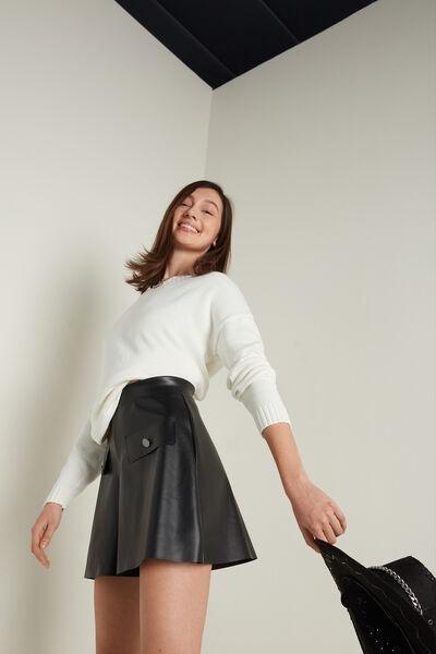 Black Buttoned Coated-Effect Shorts, , large image number 1