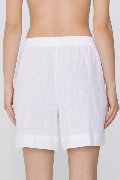 White Canvas High-Waist Shorts, , large image number 2
