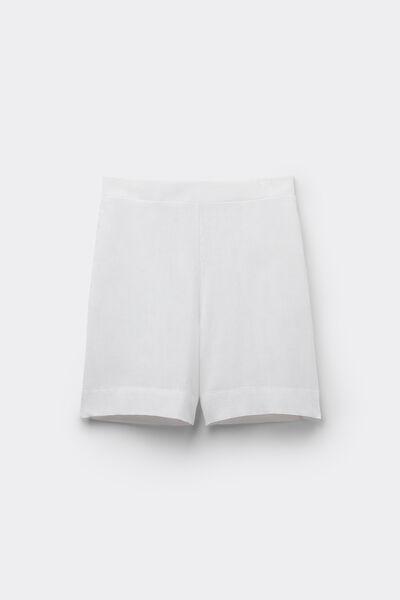 White Canvas High-Waist Shorts, , large image number 3