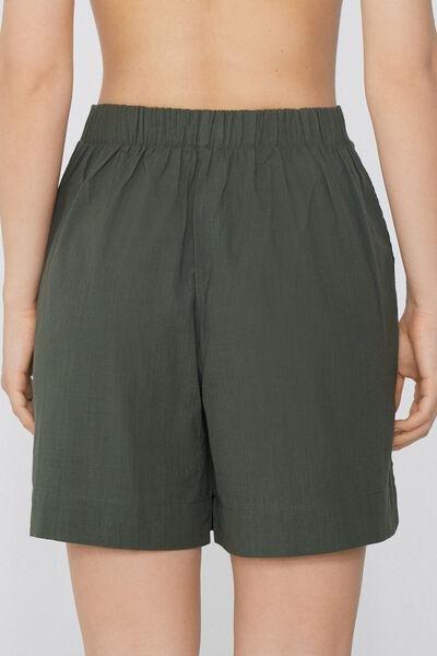Green Canvas High-Waist Shorts, , large image number 2