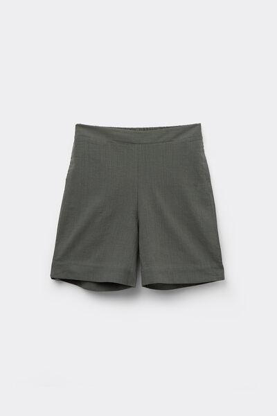 Green Canvas High-Waist Shorts, , large image number 4