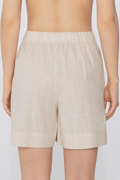 Beige Canvas High-Waist Shorts, , large image number 2