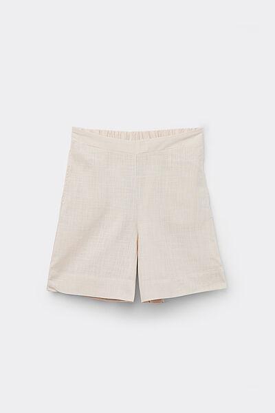 Beige Canvas High-Waist Shorts, , large image number 4