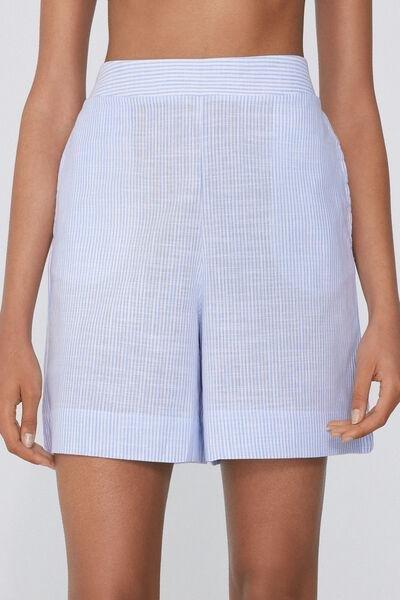 White Canvas High-Waist Shorts, , large image number 0