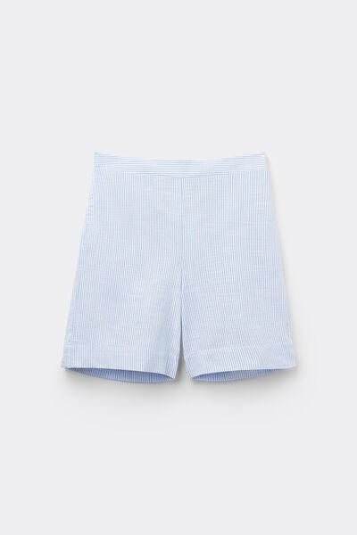 White Canvas High-Waist Shorts, , large image number 4