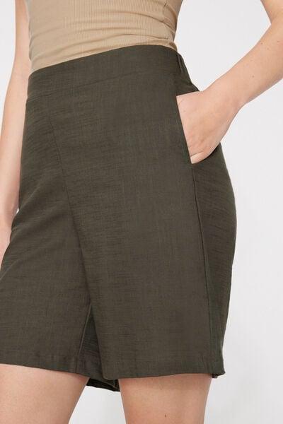 Green Linen-Look Cotton Canvas Bermuda Shorts, 5701_226Z, large image number 3