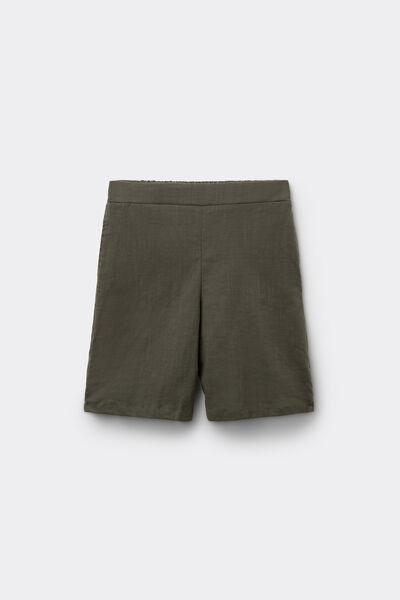 Green Linen-Look Cotton Canvas Bermuda Shorts, 5701_226Z, large image number 4