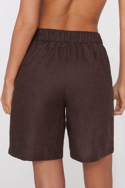 Maroon Linen-Look Cotton Canvas Bermuda Shorts, 5701_325Z, large image number 2