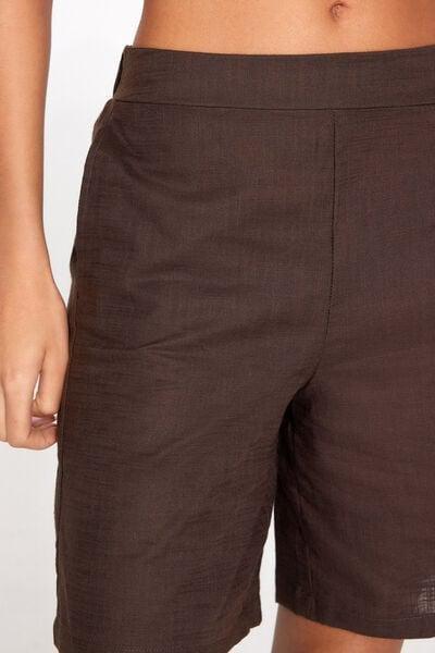 Maroon Linen-Look Cotton Canvas Bermuda Shorts, 5701_325Z, large image number 3