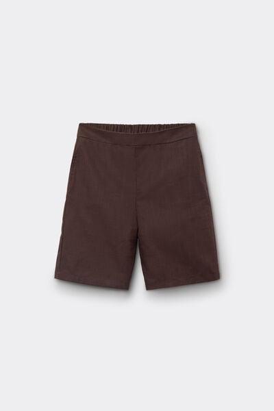 Maroon Linen-Look Cotton Canvas Bermuda Shorts, 5701_325Z, large image number 4