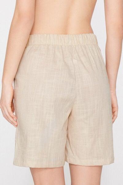 Beige Linen-Look Cotton Canvas Bermuda Shorts, 5701_350Z, large image number 2