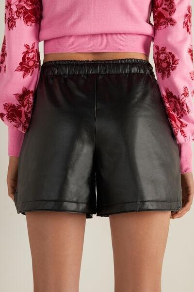 Black Drawstring Thermal Shorts, , large image number 2