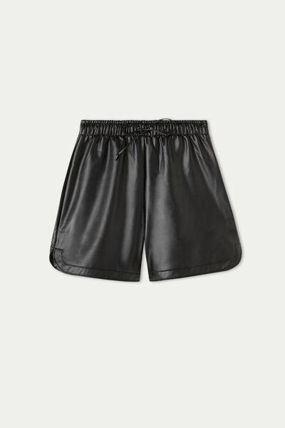 Black Drawstring Thermal Shorts, , large image number 4