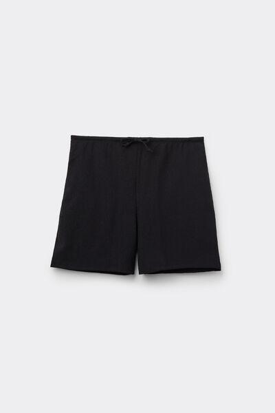 Black Crepe-Effect Shorts, Black, large image number 3