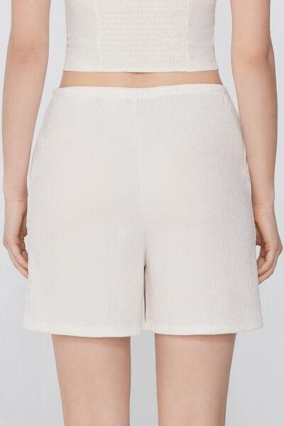 White Crepe-Effect Shorts, 5701_526Y, medium