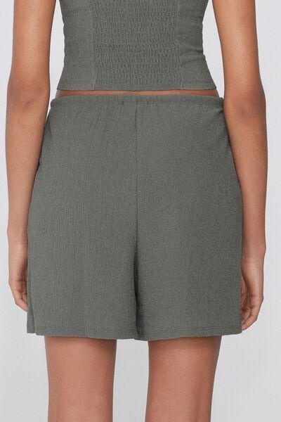 Green Crepe-Effect Shorts, 5701_732Y, medium