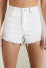 Tezenis - White High-Waist Fringed Denim Shorts