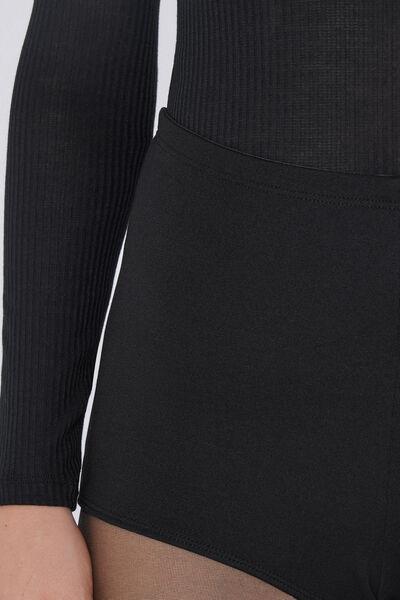 Black Milano Stitch Hot Pants, Black, large image number 3