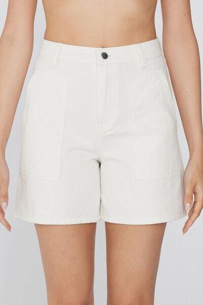 White Denim Shorts, Milk White, large image number 1
