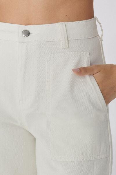 White Denim Shorts, Milk White, large image number 3