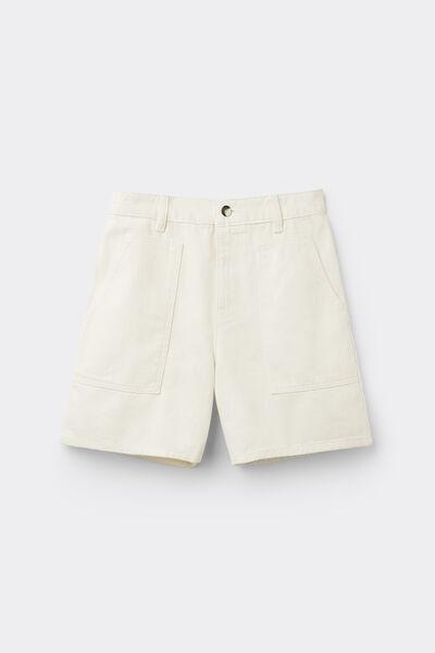 White Denim Shorts, Milk White, large image number 4