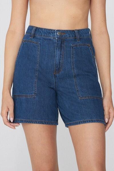 Navy Denim Shorts, 5701_540Y, large image number 1