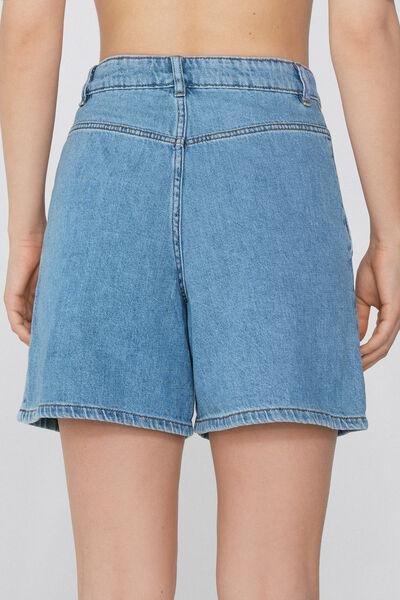 Blue Pocketed Denim Shorts, 5701_565W, large image number 2