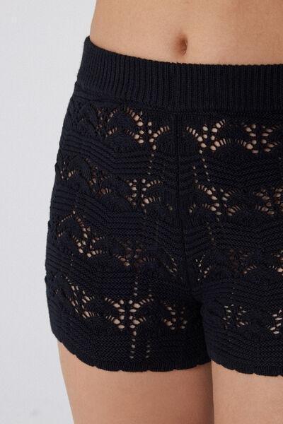 Black Openwork Shorts, , large image number 3